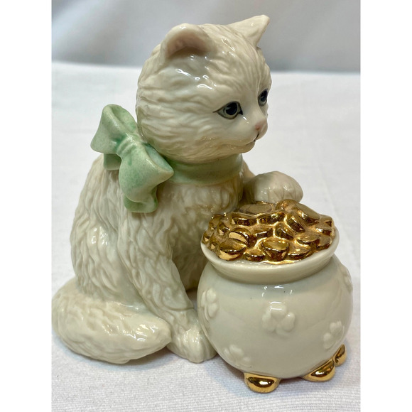 Lenox Classics Little Irish Kitty Percaline Cat Figurine Pot Of Gold 4x3x2in - Picture 1 of 13